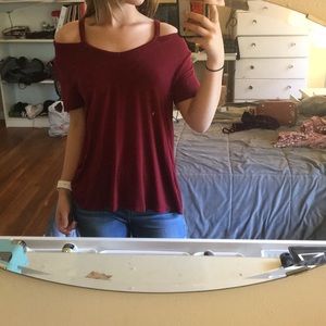 Red Cold Shoulder Top